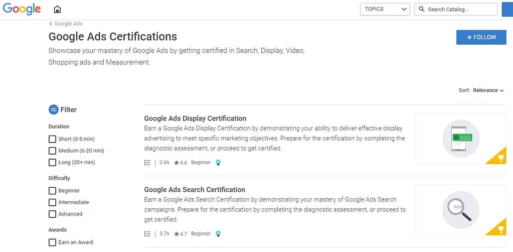 Free Google Ads Certifications