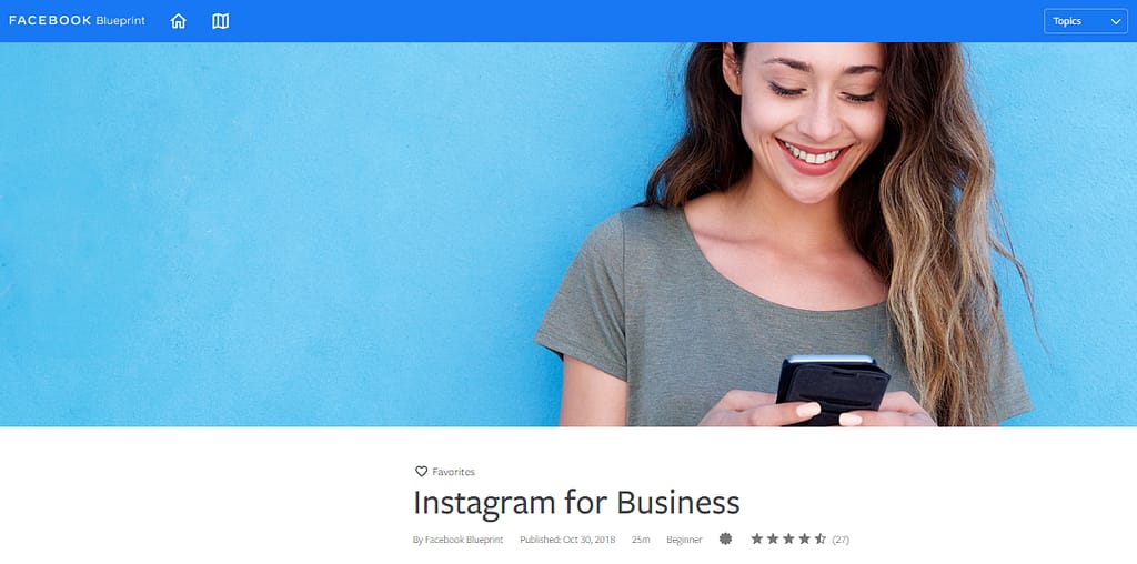 Facebook blueprint offers a free course on Instagram For Business