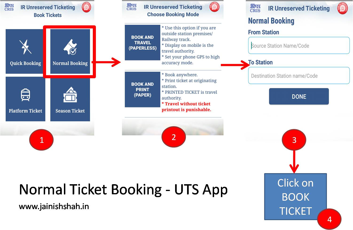 normal ticket booking uts app