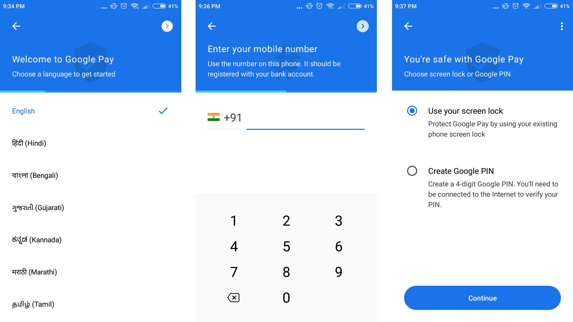 Setting up google pay account