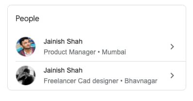Jainish Shah - Google People Card