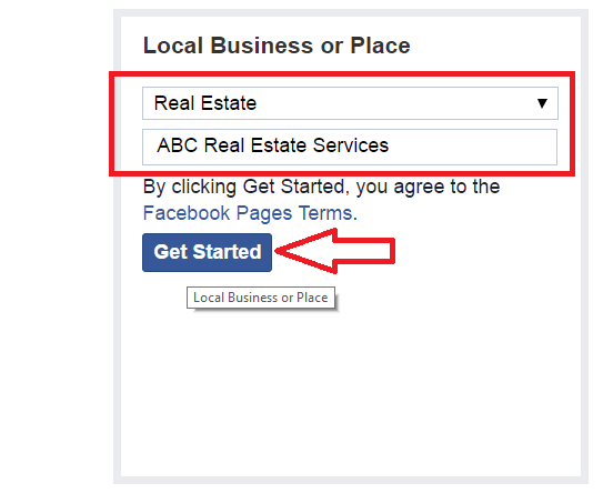Facebook local business or place