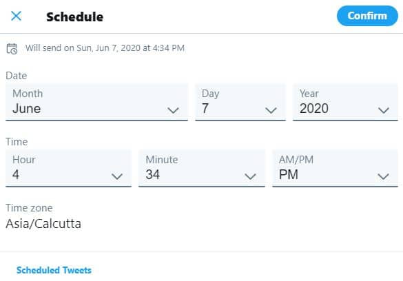 Schedule Tweet Feature - Set Time and Date