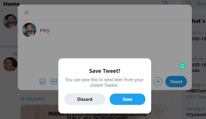 Save Tweet as Draft