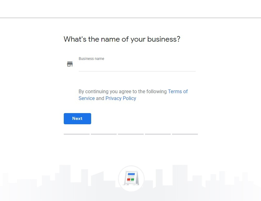 Google My Business - Enter business name section