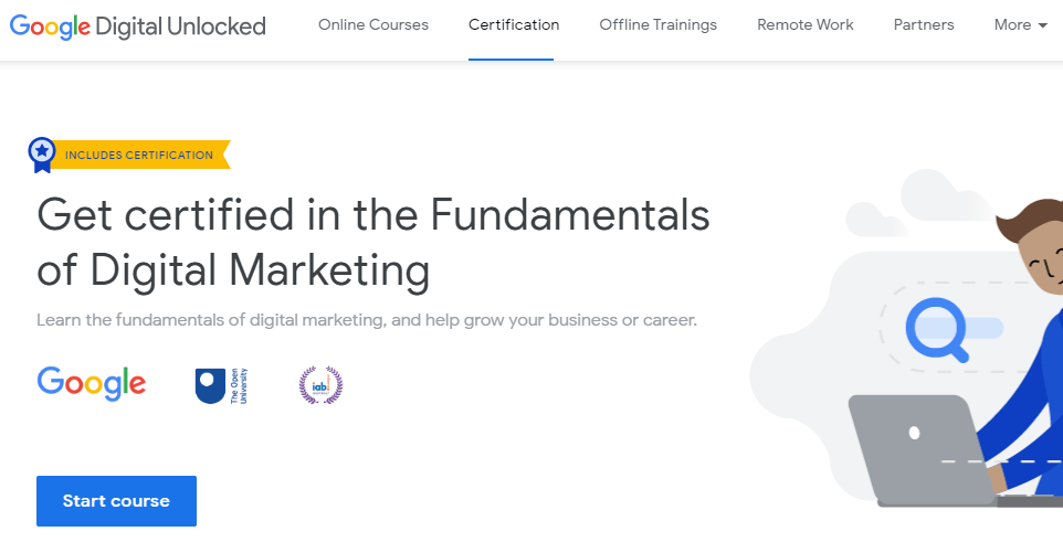 Fundamentals of Digital Marketing by Google Digital Garage is one of the best free digital marketing courses
